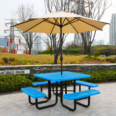 46-Inch Blue Square Picnic Table with Thermoplastic Coating - Arlau