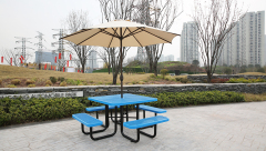 46-Inch Blue Square Picnic Table with Thermoplastic Coating - Arlau