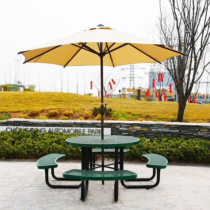 Arlau 46in Thermoplastic Picnic Table Outdoor Metal Mesh Seating