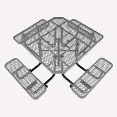 46" Octagonal Metal Mesh Picnic Table - Weather-Resistant Gray