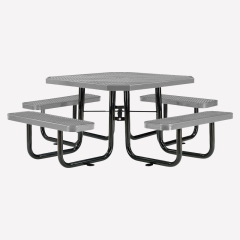 46" Octagonal Metal Mesh Picnic Table - Weather-Resistant Gray