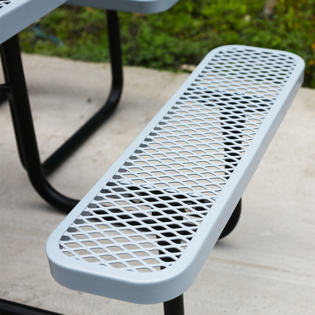 46" Octagonal Metal Mesh Picnic Table - Weather-Resistant Gray