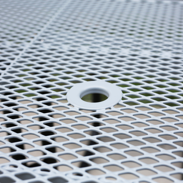 46" Octagonal Metal Mesh Picnic Table - Weather-Resistant Gray