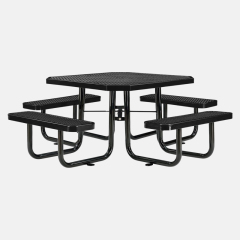 Black Octagonal Metal Mesh Picnic Table Thermoplastic Outdoor Arlau