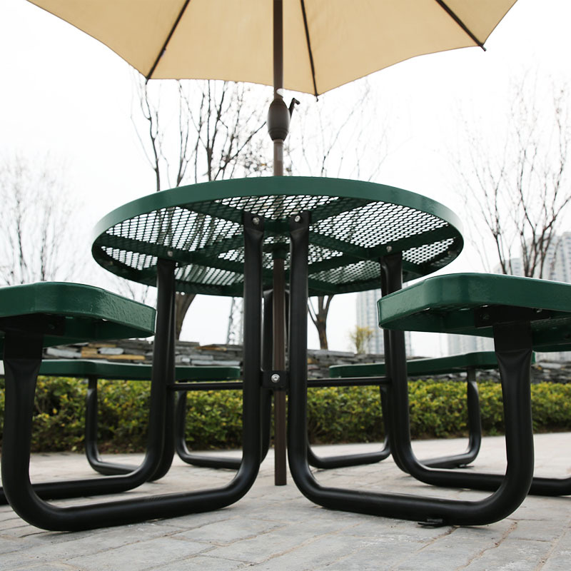 Arlau 46in Thermoplastic Picnic Table Outdoor Metal Mesh Seating