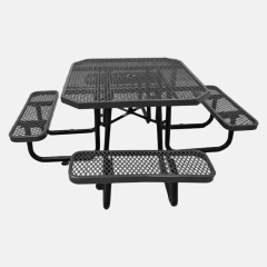 Black Octagonal Metal Mesh Picnic Table Thermoplastic Outdoor Arlau