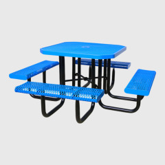 46-Inch Blue Octagonal Metal Mesh Picnic Table