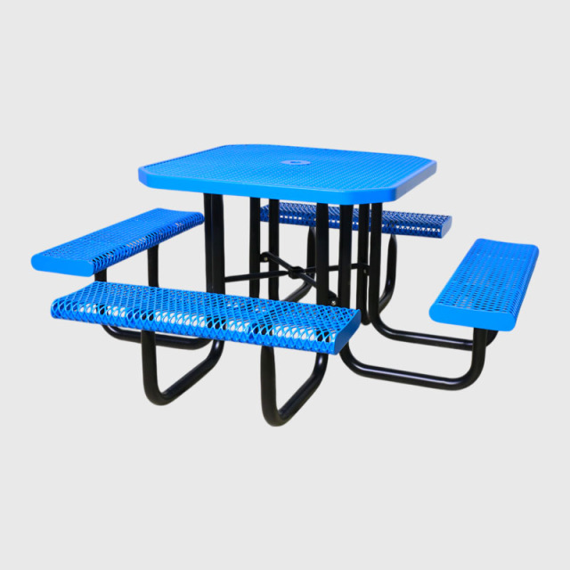 46-Inch Blue Octagonal Metal Mesh Picnic Table