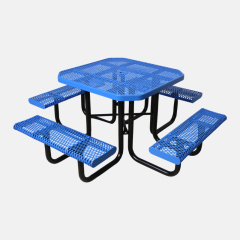 46-Inch Blue Octagonal Metal Mesh Picnic Table