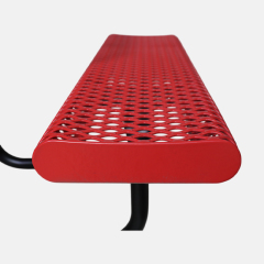 Red Octagonal Metal Mesh Picnic Table Thermoplastic Outdoor Seating