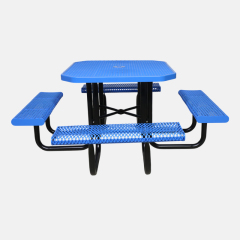 46-Inch Blue Octagonal Metal Mesh Picnic Table