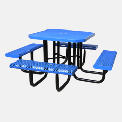 46-Inch Blue Octagonal Metal Mesh Picnic Table