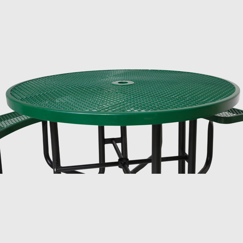 Green ADA Compliant Metal Mesh Picnic Table with Drainage Design