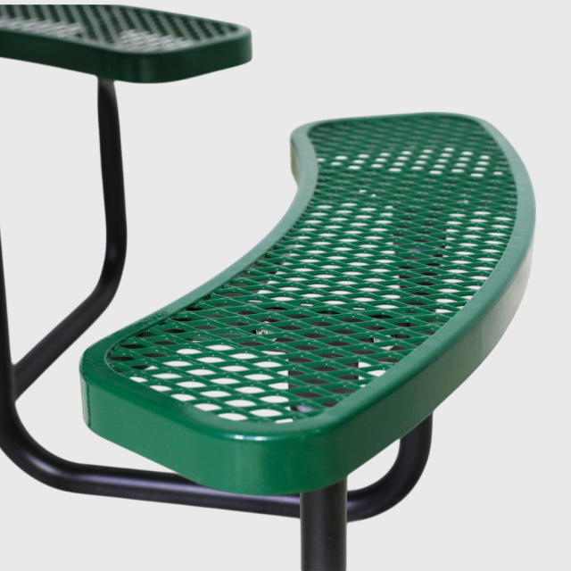 Green ADA Compliant Metal Mesh Picnic Table with Drainage Design