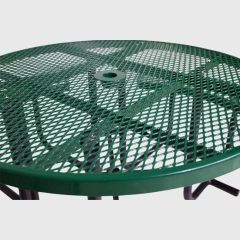 Green ADA Compliant Metal Mesh Picnic Table with Drainage Design