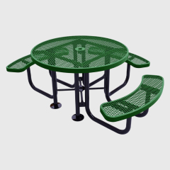 Green ADA Compliant Metal Mesh Picnic Table with Drainage Design