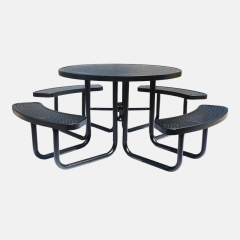 46-Inch Black Metal Picnic Table - Heavy-Duty Commercial Grade Outdoor