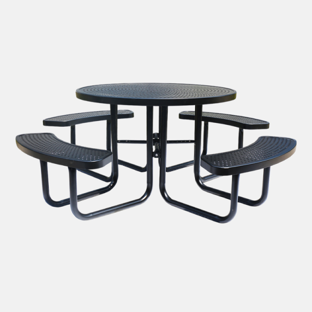 46-Inch Black Metal Picnic Table - Heavy-Duty Commercial Grade Outdoor