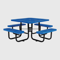 46-Inch Square Outdoor Table - Blue Commercial-Grade Picnic Table
