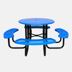 46-Inch Blue Round Portable Picnic Table 4-8 Seats