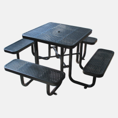 46-Inch Black Square Picnic Table Heavy-Duty Outdoor Durable