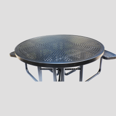 46-Inch Black Metal Picnic Table - Heavy-Duty Commercial Grade Outdoor