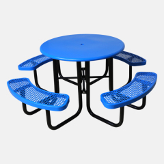 46-Inch Blue Round Portable Picnic Table 4-8 Seats