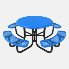 46-Inch Blue Round Portable Picnic Table 4-8 Seats