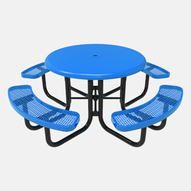 46-Inch Blue Round Portable Picnic Table 4-8 Seats