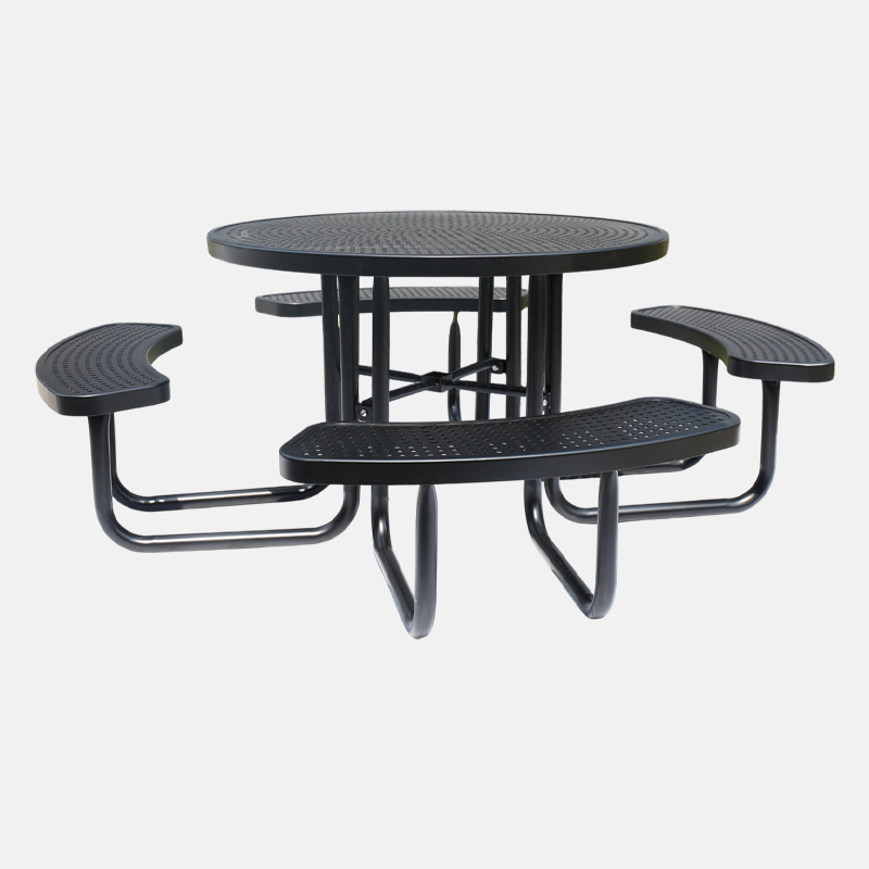 46-Inch Black Metal Picnic Table - Heavy-Duty Commercial Grade Outdoor