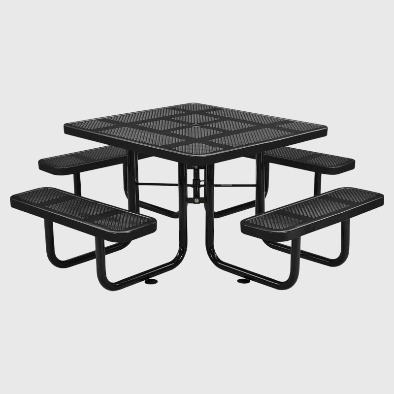 46-Inch Black Square Picnic Table Heavy-Duty Outdoor Durable