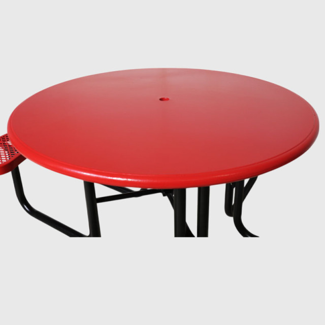 46 Inch Round Red Picnic Table - 8 Seat Thermoplastic Outdoor Table