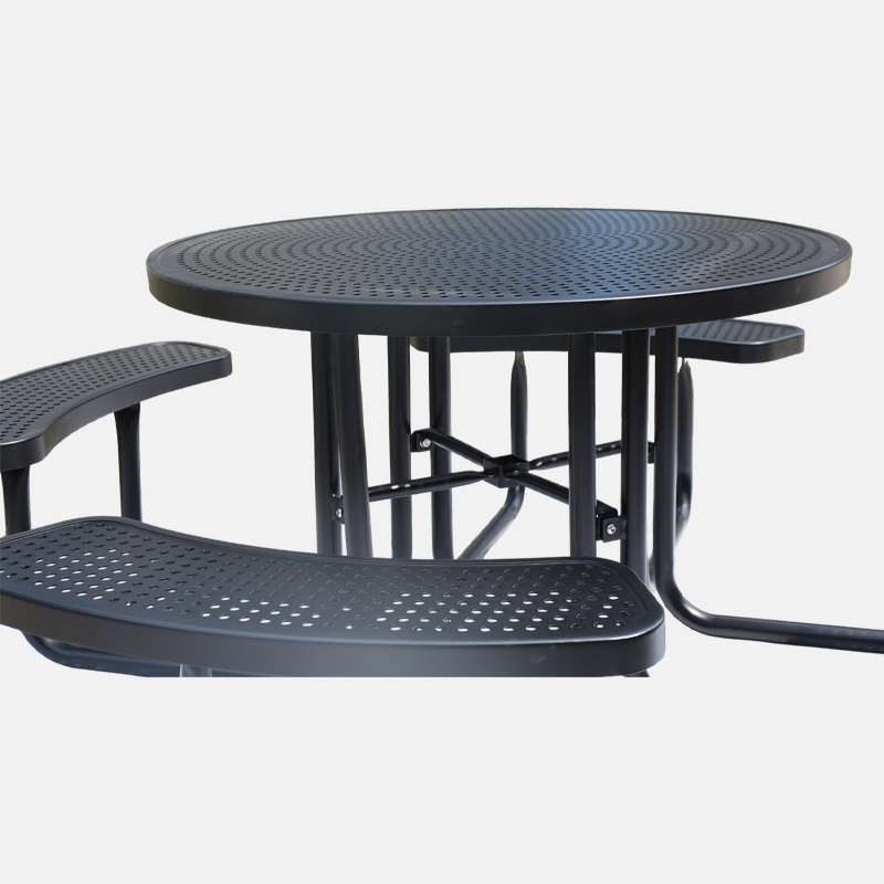 46-Inch Black Metal Picnic Table - Heavy-Duty Commercial Grade Outdoor