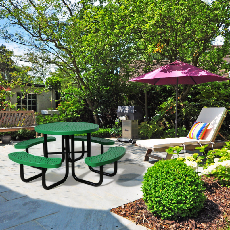 Perforated Metal Picnic Table - Thermoplastic Outdoor Table for Parks