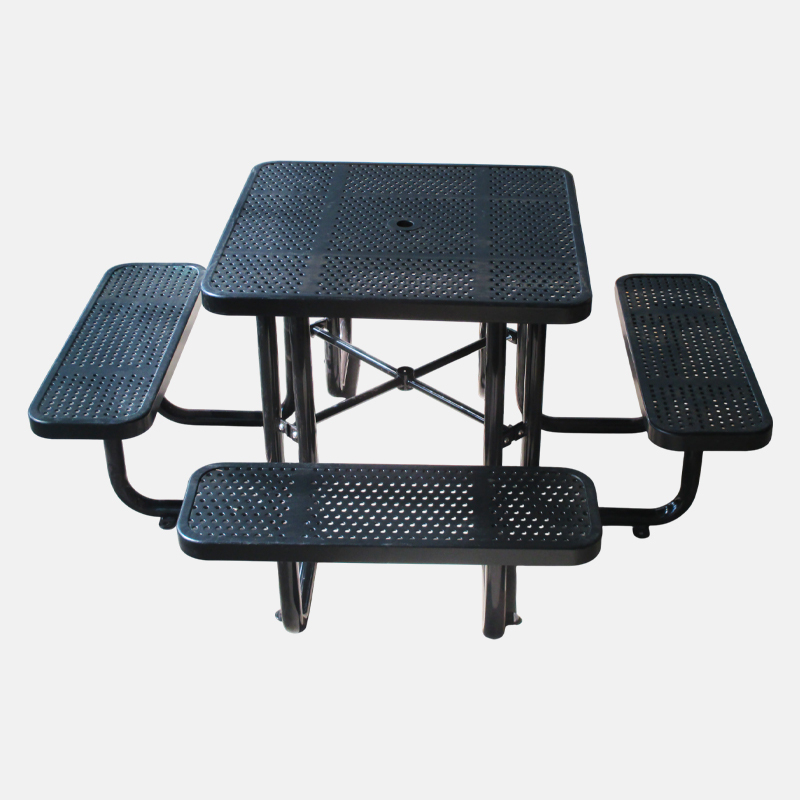 46-Inch Black Square Picnic Table Heavy-Duty Outdoor Durable