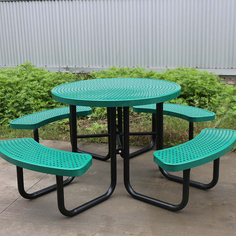 Perforated Metal Picnic Table - Thermoplastic Outdoor Table for Parks