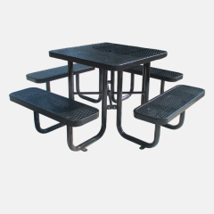 46-Inch Black Square Picnic Table Heavy-Duty Outdoor Durable
