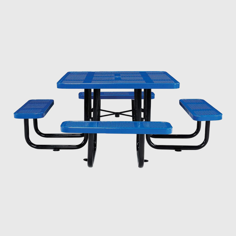 46-Inch Square Outdoor Table - Blue Commercial-Grade Picnic Table