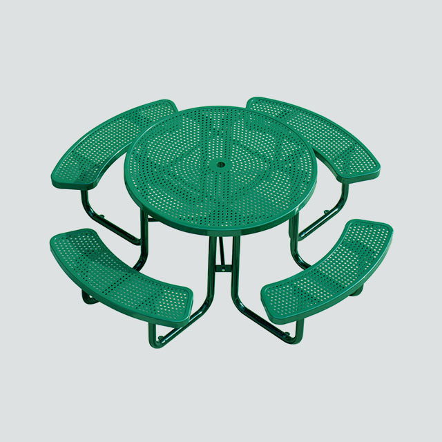 Perforated Metal Picnic Table - Thermoplastic Outdoor Table for Parks