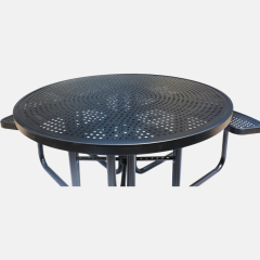 46-Inch Black Metal Picnic Table - Heavy-Duty Commercial Grade Outdoor