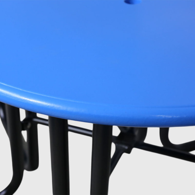 46-Inch Blue Round Portable Picnic Table 4-8 Seats