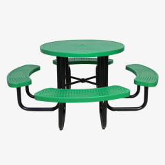 Perforated Metal Picnic Table - Thermoplastic Outdoor Table for Parks