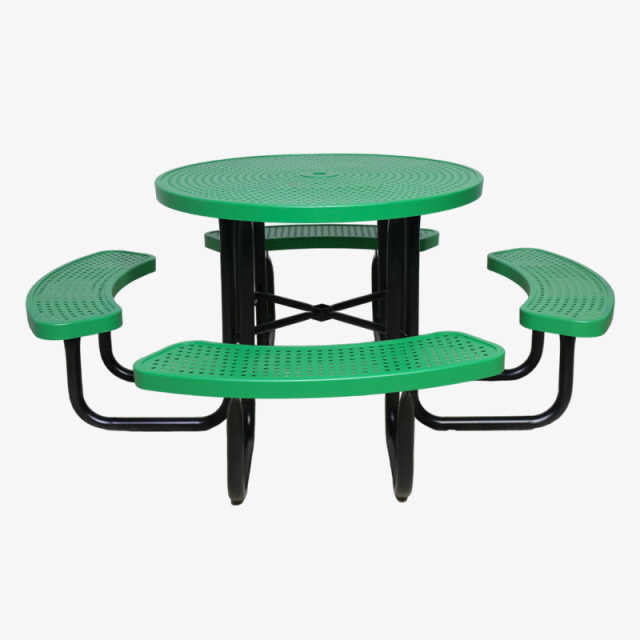 Perforated Metal Picnic Table - Thermoplastic Outdoor Table for Parks