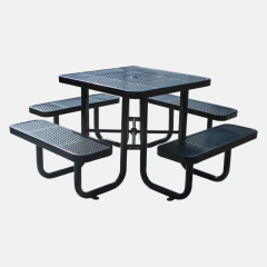 46-Inch Black Square Picnic Table Heavy-Duty Outdoor Durable