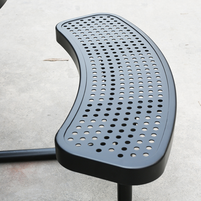 46-Inch Black Metal Picnic Table - Heavy-Duty Commercial Grade Outdoor