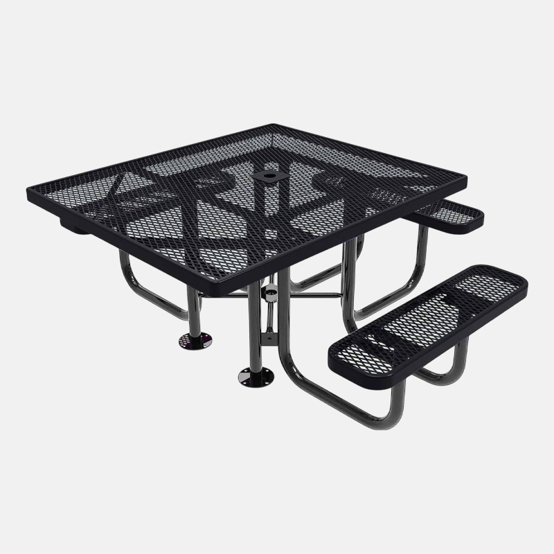 Black ADA Picnic Table Metal Mesh Outdoor Thermoplastic Coated – Arlau