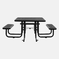 Black ADA Picnic Table Metal Mesh Outdoor Thermoplastic Coated – Arlau