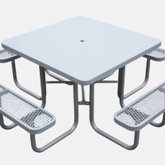 Metal Mesh Picnic Table - 46" Solid Gray Outdoor - yalau