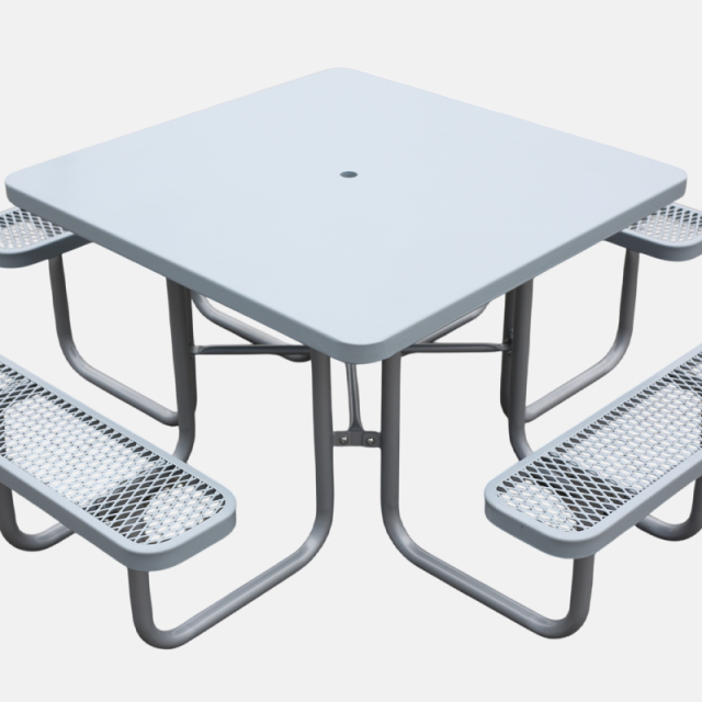 Metal Mesh Picnic Table - 46" Solid Gray Outdoor - yalau