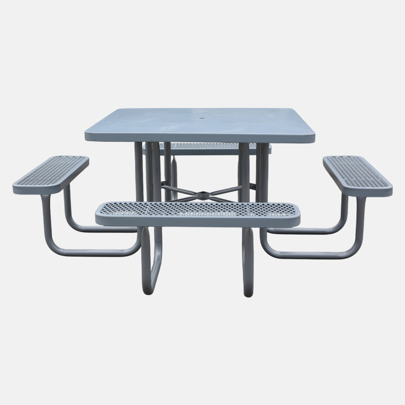 Metal Mesh Picnic Table - 46" Solid Gray Outdoor - yalau